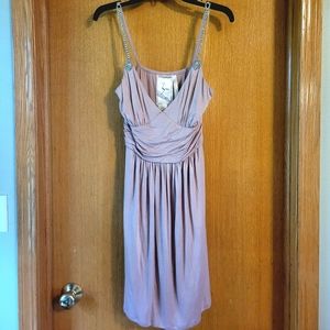 NWT S Line Woman's Light Pink Mini Dress with Bling Spaghetti Straps. Sz: L